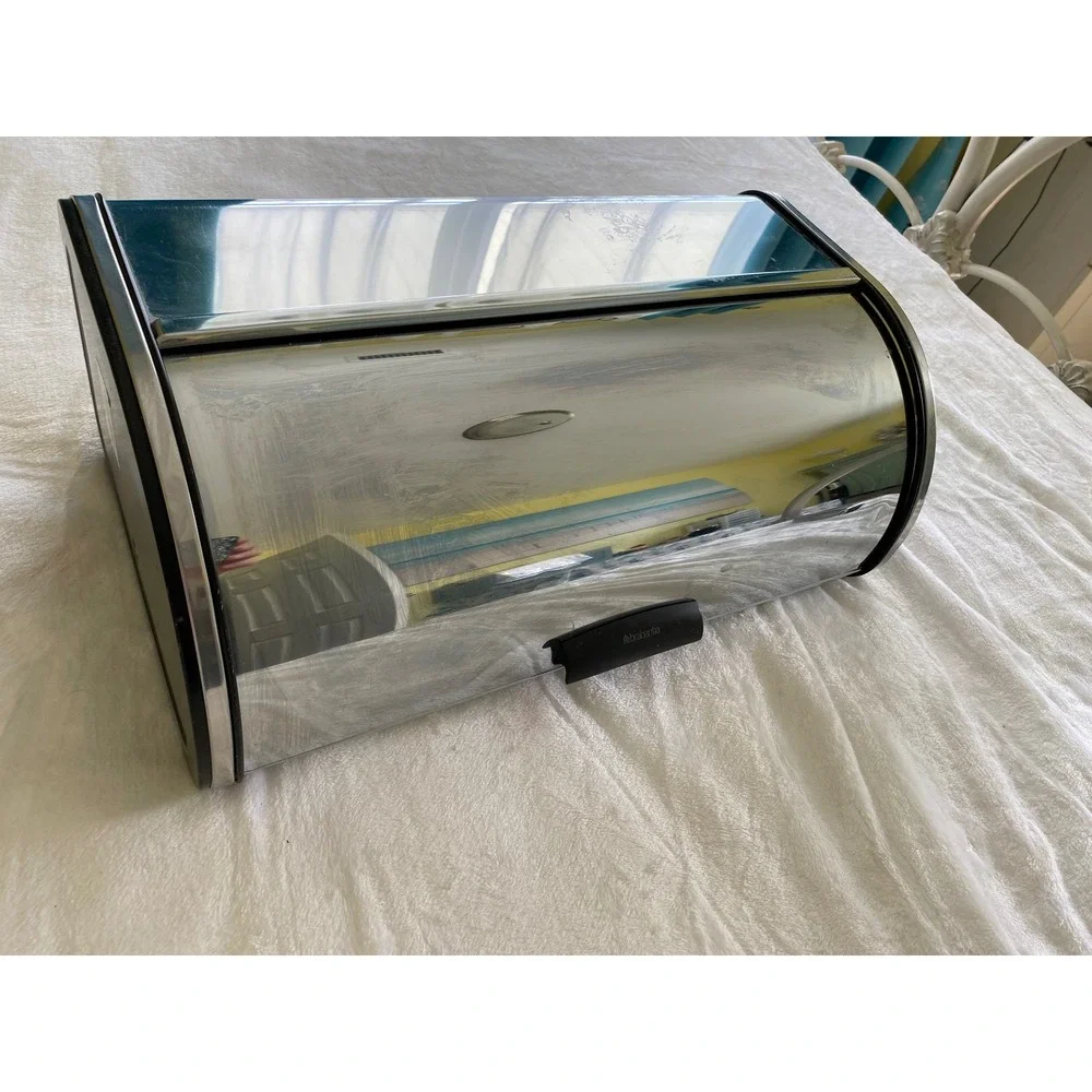 Brabantia Roll Top Bread Box Unisex Chrome Silver Vintage Retro Kitchen Decor